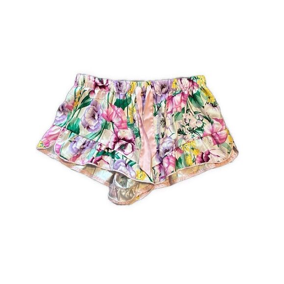 Victorias Secret Satin Pink Purple White Floral Tank Shorts Pajama Set Medium - Picture 6 of 10